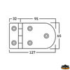 AISI 316 stainless steel hinges thickness 4 mm - 127x65 mm reversed model - Thickness 4 mm - Reversed model - Dimensions 127x65 mm [M3565227]