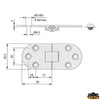 Brass hinge 66x31 mm. Foldable - Dimension mm 66x31 - Thickness 2mm - Ribalta model [M3530065]