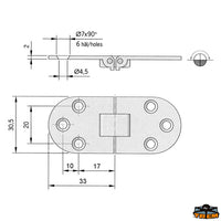 Brass hinge 66x31 mm. Foldable - Dimension mm 66x31 - Thickness 2mm - Ribalta model [M3530065]