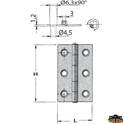 AISI 316 stainless steel hinge Trem M3560040