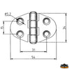 AISI 316 stainless steel hinge 54x34 mm. - Dimensions mm 54x34 - Thickness 1.5 mm - Central Model [M3554034]