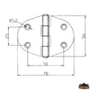 AISI 316 stainless steel hinge 78x56 mm. - Dimensions 78x56 mm - Thickness 1.5 mm - Straight model [M3578056]