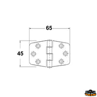 AISI 316 stainless steel hinges 65x45 mm straight model - Straight model - Thickness 2mm - Dimensions 65x45 mm [M3565045]