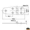 AISI 316 stainless steel hinge 38x109 mm. - Thickness 2mm - Reversed model [M3540208]