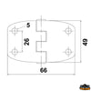 AISI 316 stainless steel hinge 49x66 mm. - Thickness 2mm - Reversed model [M3549166]