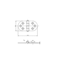 AISI 316 stainless steel hinge 76x40 mm - Dimensions 74x40 mm - Thickness 2mm - Straight model [M3576613]