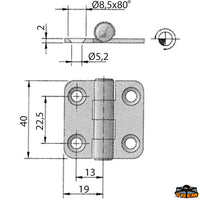 AISI 316 stainless steel hinge 40x38 mm Trem M3552565