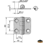 AISI 316 stainless steel hinge 40x38 mm Trem M3552565