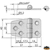 AISI 316 stainless steel hinge 60x40 mm Trem M3501501