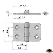 AISI 316 stainless steel hinge 60x39 mm Trem M3537035