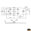 AISI 316 stainless steel hinges 36,5x97 mm straight model - Thickness 2mm - Mode. Right - Dimensions 36.5x97 mm [M3536097]