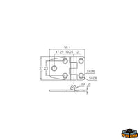 AISI 316 stainless steel hinges thickness 2 mm - 56x37 mm with adhesive plate mod dritto - Dimensions 56x37 mm [M3536057]