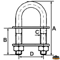 U-bolt with conical connector length 134 mm - A mm 134 - B mm 89 - C mm 13 - D mm46 [N3413134]