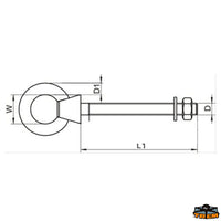 Aisi 316 long eyebolt M10 length 100 mm - D1 M10 - L mm 100 - D mm 8 - W mm25 [N3408122]