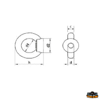 Aisi 316 female eyebolt M6 - D M6 - B mm 16 - D2 mm 15 - C mm6 - H mm								

								28 [M2006582]