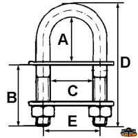 Asi 316 U-bolts with double plate and nuts M10 with rubber gasket - Thread Ø mm 10 - Round Ø 12 mm - At 50mm - B mm74 - C mm								

								39 [N3412075]