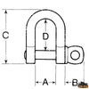 Aisi 316 stainless steel bow shackle diameter 14 mm - Ø mm 14 - Breaking load 6000 kg - At 28mm - Package  - B mm								

								22 - C mm 84 [M1214130]