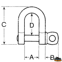 Aisi 316 stainless steel bow shackle diameter 14 mm - Ø mm 14 - Breaking load 6000 kg - At 28mm - Package  - B mm								

								22 - C mm 84 [M1214130]