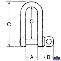 Aisi 316 stainless steel long bow shackle diameter 6 mm - Ø mm 6 - Breaking load 1500 kg - At 12mm - B mm10 - C mm								

								54 - D mm 48 [M0006054]