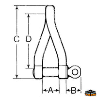 Aisi 316 stainless steel twisted shackle diameter 10 mm - Ø mm 10 - Breaking load Kg - - At 21mm - B mm15 - C mm								

								67 - D mm 47 [M0910023]