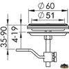 Stall lift and door closure - Lock No - Ø is. mm 60 - Bulkhead hole Ø 51 mm - Bulkhead thickness mm4-19 - Stop stroke mm								

								35-90 [N3012051]