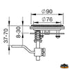 Stall lift and door closure diam 90 mm without lock - Lock No - Ø is. mm 90 - Bulkhead hole Ø 76 mm - Bulkhead thickness 8-90 mm [N3012076]