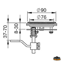 Stall lift and door closure diam 90 mm without lock - Lock No - Ø is. mm 90 - Bulkhead hole Ø 76 mm - Bulkhead thickness 8-90 mm [N3012076]