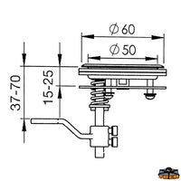 Stall lift and door closure diam 60 mm without lock - Lock No - Ø is. mm 60 - Ø bulkhead hole 50 mm - Bulkhead thickness 15-25 mm [N3012075]