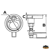 Stall lift and door closure diam 60 mm with lock - A mm 60 - B mm 92 - C mm 15 - D mmM8 [N3012073]