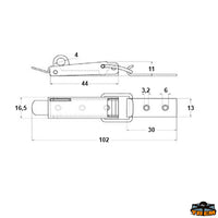 AISI 316 stainless steel hatch and cabinet latch with padlock housing - dimensions 102x16,5 mm [M3501102]