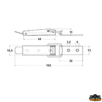 AISI 316 stainless steel hatch and cabinet latch - dimensions 102x16,5 mm - Dimensions 102x16.5 mm [M3500102]