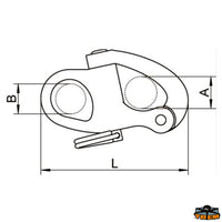 Snap shackle for spinnaker Halyards and general purposes - Breaking load 1100 kg - A mm 16 - B mm 12 - L mm70 - Package  [M0607070]