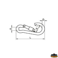Aisi 316 snap shackle length 100 mm - D mm 10 - L mm 100 - At 15mm - And mm11 [M0610100]