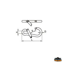Snap shackle asymmetric opening length 100 mm - D mm 10 - L mm 100 - At 15mm - And mm22 [M0500100]