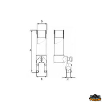 Fishing rod holder for guard-rail and pulpit 355 mm - A mm 355 - B mm 70 - C mm 25-30 - D mm50 [M2650025]