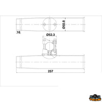 Stainless steel clamp-on rod holder for pipe 25-32 mm - Per cane Ø max. 42 - Per tube mm 25-32 - Total length 257 mm [M2607237]