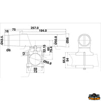 Stainless steel clamp-on rod holder for pipe 38-50 mm - Per cane Ø max. 42 - Per tube mm 38-50 - Total length 257 mm [M2607238]