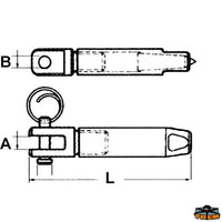 End fittings for stainless steel cable with fork - A mm 7 - B mm 6 - L 78mm - For cables Ø mm9 [N5909075]