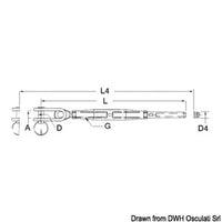 Turnbuckle w. articulated jaw AISI 316 8 mm