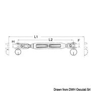 Turnbuckle fixed fork 3/8" cable 5 mm