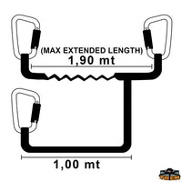 Safety line Segura static + elastic with 3 snap hooks - H mm 23 - Description Static 1 m + Elastic 1 m Extended 1.90 m - Carabiners 3 - Double Ribbon [B1423103]