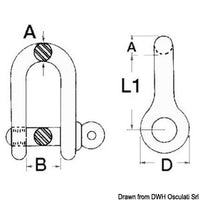 Bow schackle with captive pin AISI 316 10 mm