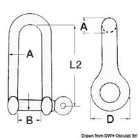 Long shackle AISI 316 12 mm