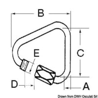 Delta SS snap-hook w. screw opening 6 mm