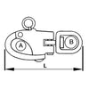 Double-joint snap-shackle for spi AISI 316 82 mm