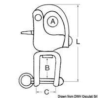 Snap-shackle w/swivel for spinnaker AUSI 316 87 mm