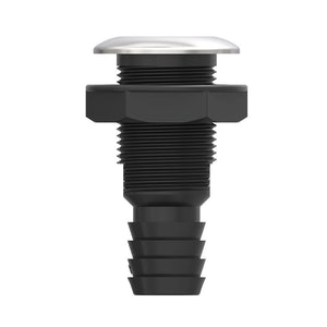 Seaflo Hybrid Thru Hull Black Composite Stainless Steel 1 1/4 Inch Skin fitting with Check Valve SFTH3-1250-01V