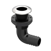 Seaflo Hybrid Thru Hull Elbow Black Composite Stainless Steel 3/4 Inch Skin fitting with Check Valve SFTH3-0750-02V