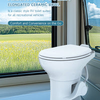 Seaflo Residential Height RV/Marine Toilet-Elongated Ceramic Bowl SFRTCH-02-01