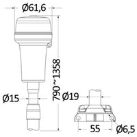 Navigation light 360° white on telescopic pole